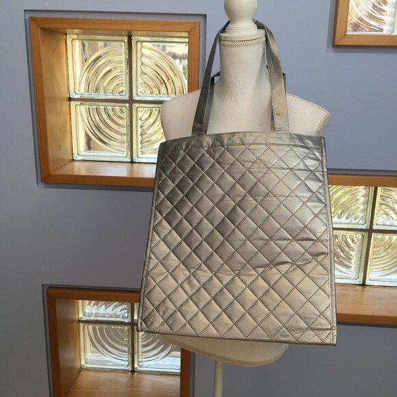 Quilted Silver Tone Neiman Marcus Tote - Picture 4 of 6